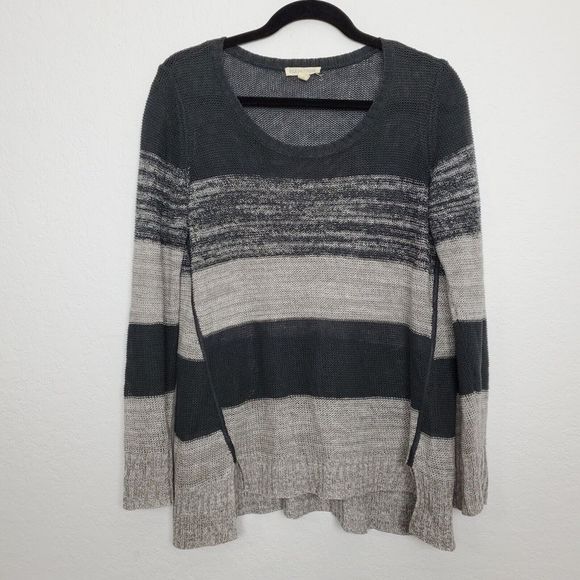 Eileen Fisher Womens Open Knit Top Size S Linen Striped Colorblock Scoop Neck - Picture 1 of 7